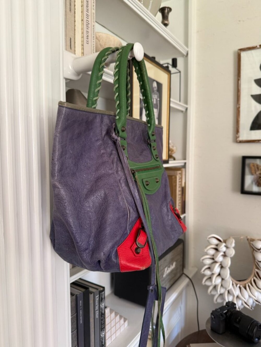 BALENCIAGA Multicolor City Bag Tote Small Sunday moto Blue Green Red - Picture 8 of 10